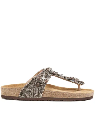 Maliparmi Flip-flop Sandal With Bijoux Embroidery In Grey