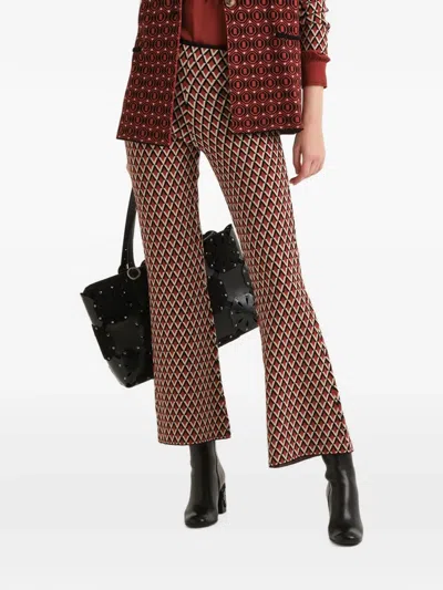 Maliparmi Jacquard-knit Cropped Trousers In Brown