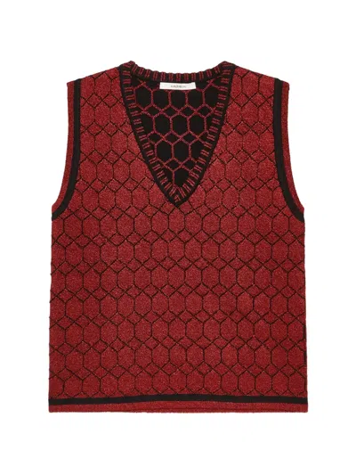 Maliparmi Jacquard-knit Quilted-effect Waistcoat In Red