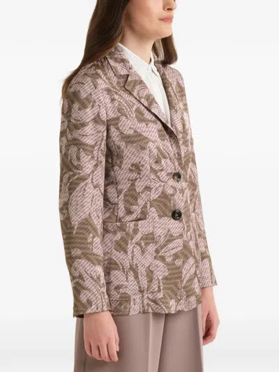 Maliparmi Leaf-print Blazer In Gray
