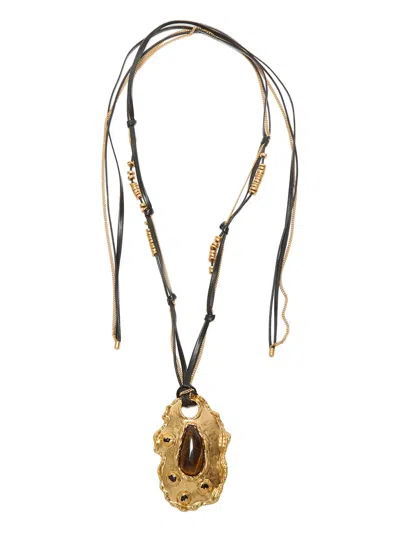 Maliparmi Leather Necklace In Gold
