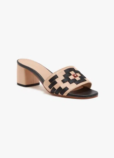 Maliparmi Leather Sandal In Black/beige In Multi