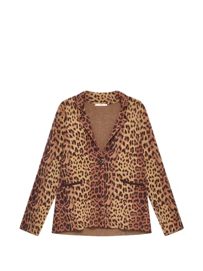 Maliparmi Leopard-print Jacquard Blazer In Brown