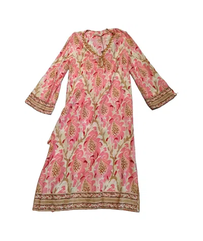 Maliparmi Long Sleeve Dress In Rose Beige Brown