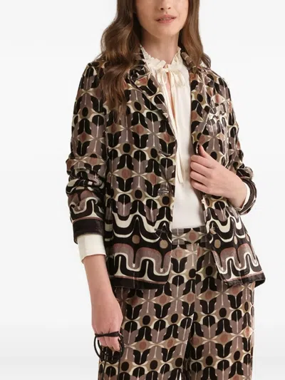 Maliparmi Long-sleeve Patterned Blazer In Black