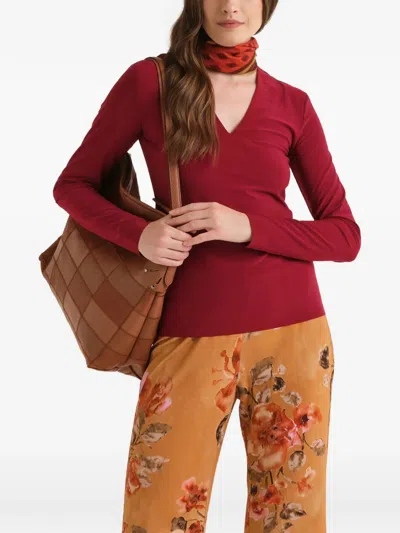 Maliparmi Long-sleeve V-neck T-shirt In Red