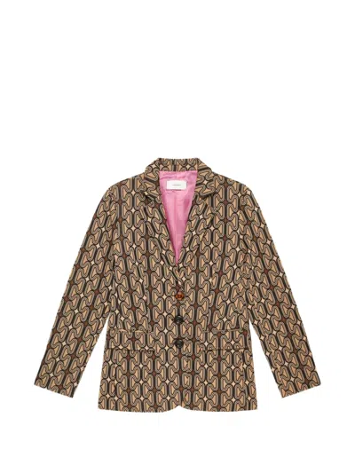 Maliparmi Long-sleeves Jacquard Blazer In Brown