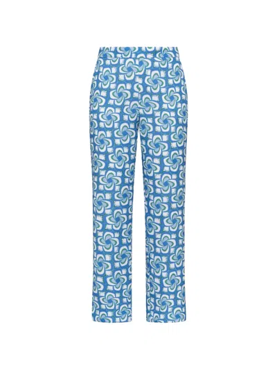 Maliparmi Mouliné-print Side-slit Trousers In Blue