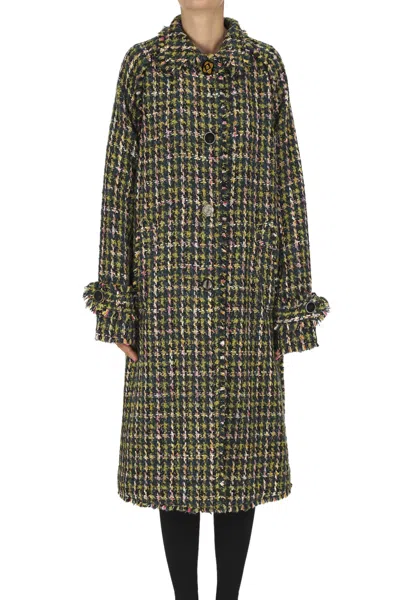 Maliparmi Muticolor Tweed Coat In Green