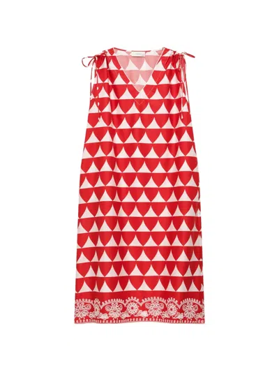 Maliparmi Optical Broderie Maxi Dress In Red