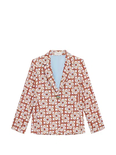 Maliparmi Patterned Single-breasted Blazer In Brown