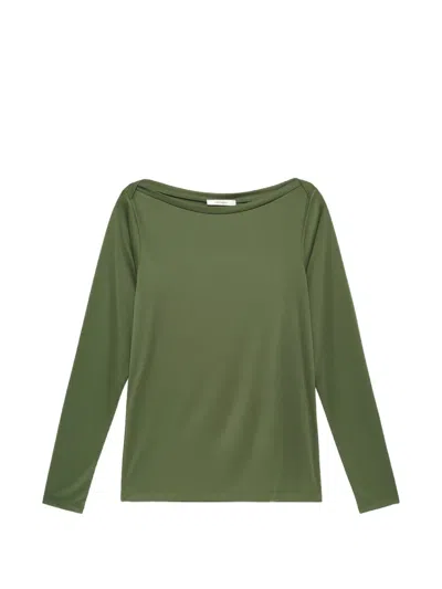 Maliparmi Plane Poly Boat-neck Long-sleeve T-shirt In Red