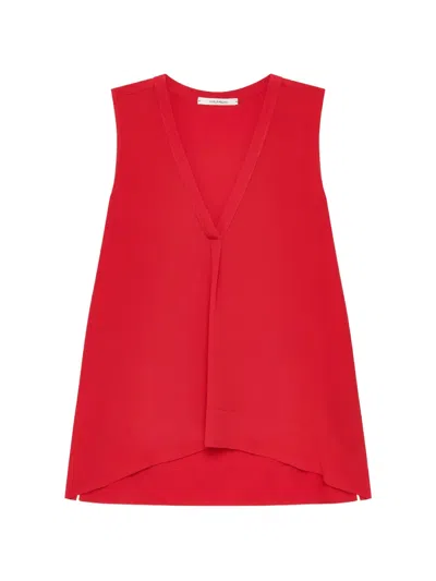 Maliparmi Pleated V-neck Top In Red