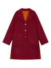 Maliparmi Pocket Button Double Wool Coat In Burgundy