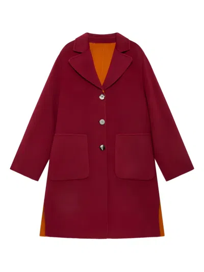 Maliparmi Pocket Button Double Wool Coat In Burgundy