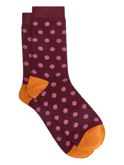 Maliparmi Polka-dot Orange-cuff Socks In Multi