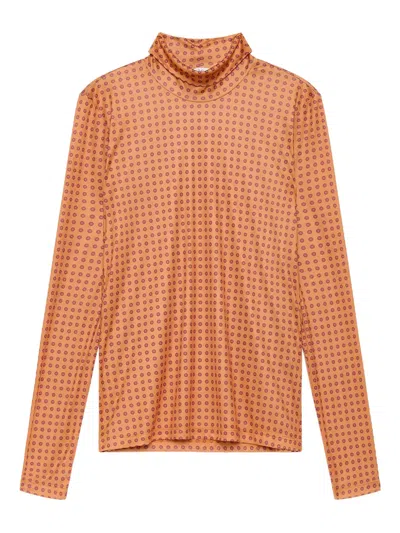 Maliparmi Polka-dot Turtleneck Top In Brown