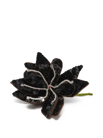 Maliparmi Precious Flower Sequin-embroidered Brooch In Brown