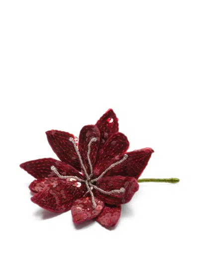 Maliparmi Precious Sequin-embellished Flower Brooch In Red
