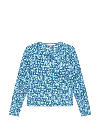 Maliparmi Printed Crew-neck Cardigan In Blue