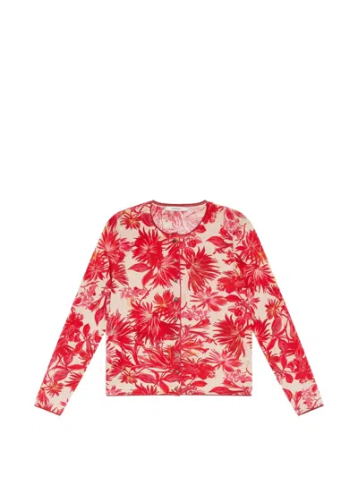 Maliparmi Printed Crew-neck Cardigan In Red