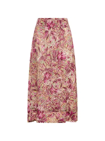 Maliparmi Printed Elasticated Midi Skirt In Pink