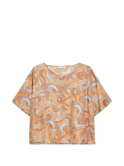 Maliparmi Printed Silk Shirt In Brown