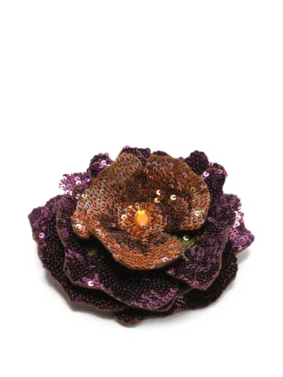 Maliparmi Radiant Flora Sequin-embellished Flower Brooch In Multi