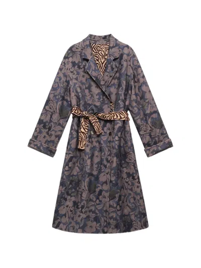 Maliparmi Reversible Floral-print Coat In Blue