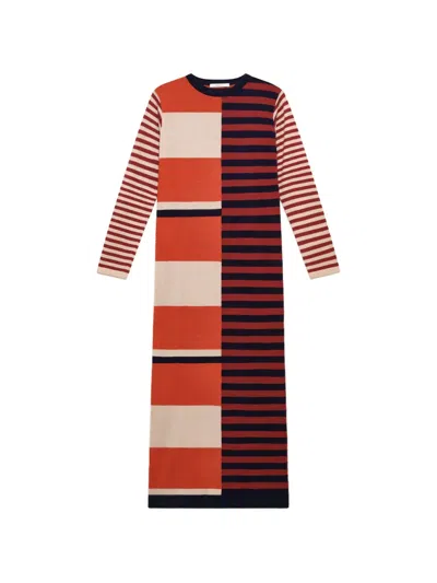 Maliparmi Rhythm Block Intarsia-knit Long-sleeved Maxi Dress In Multi