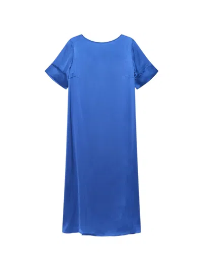 Maliparmi Rolled Sleeve V-neck Dress In Blue