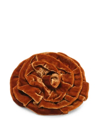 Maliparmi Rose Velvet Brooch In Brown
