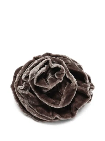 Maliparmi Rose Velvet Brooch In Brown