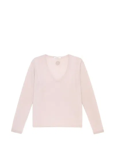 Maliparmi Rose-embroidered V-neck Sweater In White