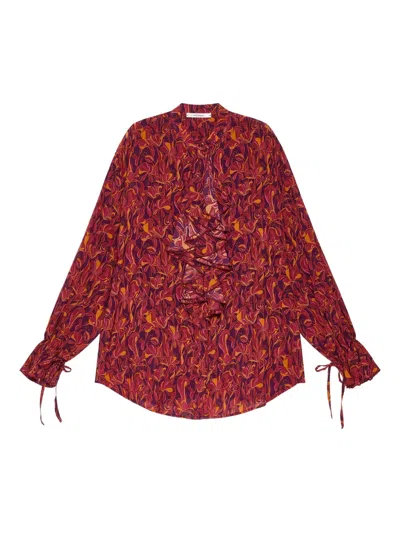 Maliparmi Gerüschte Bluse Mit Blumenmuster In Burgundy