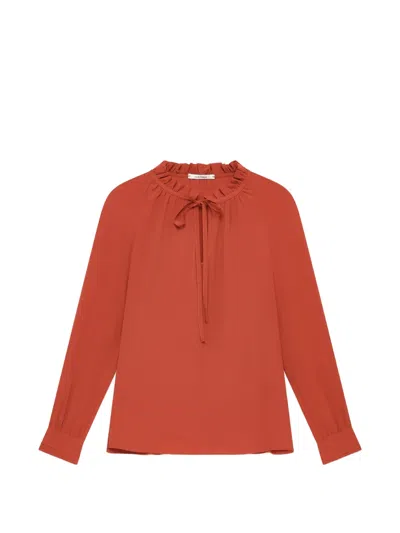 Maliparmi Ruffled-collar Raglan-sleeved Blouse In Orange
