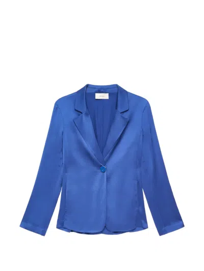 Maliparmi Satin Single-button Blazer In Blue