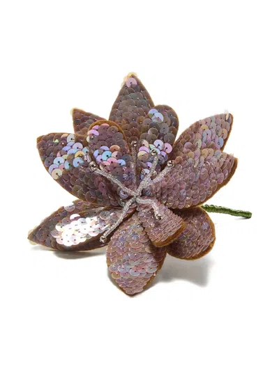 Maliparmi Sequin-embellished Flower Brooch In Pink