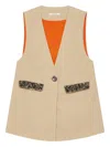 Maliparmi Sequin-embellished V-neck Waistcoat In Neutral