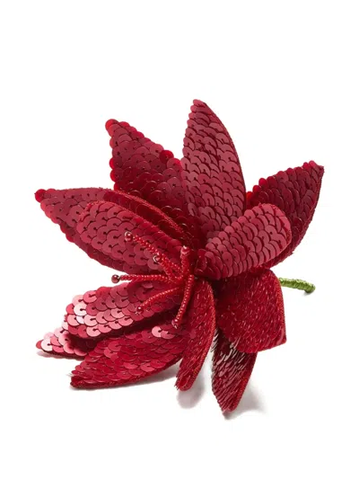 Maliparmi Sequin Flower Brooch In Red