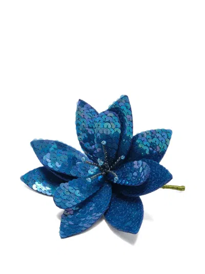 Maliparmi Sequin-embellished Flower Brooch In Blue