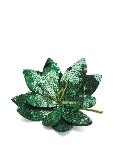 Maliparmi Sequin-embellished Flower Brooch In Green