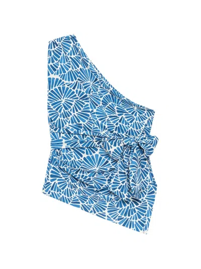 Maliparmi Shell-print Draped Top In Blue