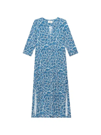 Maliparmi Shell-print Midi Dress In Blue