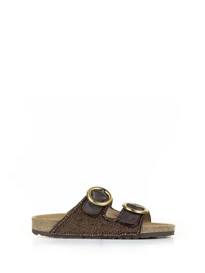 Maliparmi Slipper With Double Band In Bead Embroidery