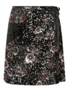 Maliparmi Sparkling Flowers Wrap Mini Skirt In Black
