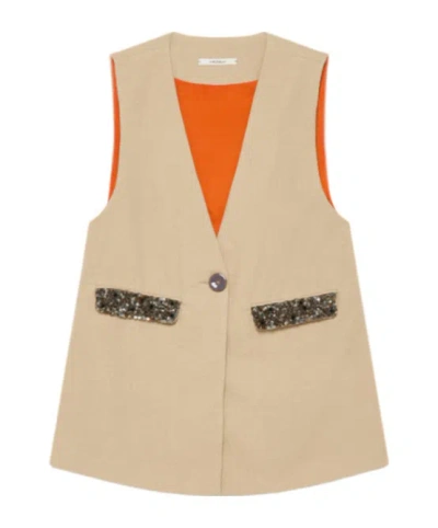 Maliparmi Spring Denim Vest In Brown