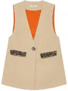Maliparmi Sequin-embellished V-neck Waistcoat In Nude & Neutrals