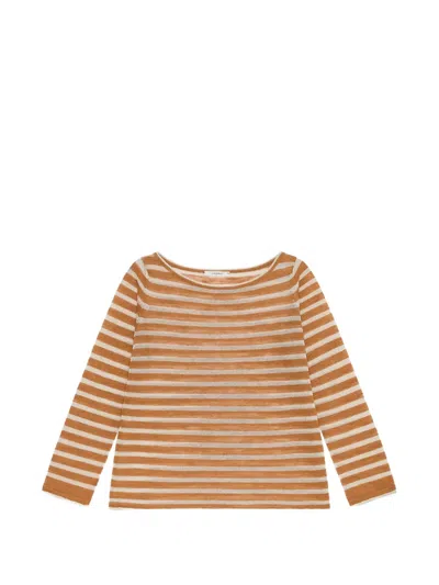 Maliparmi Striped Boat-neck T-shirt In Brown