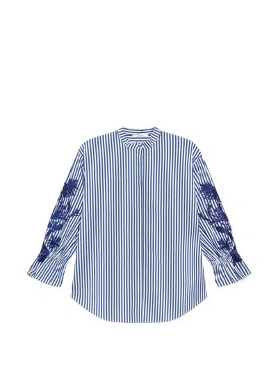 Maliparmi Striped Embroidered Shirt In Blue